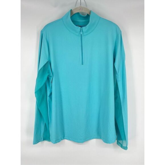 IBKUL 1/4 Zip Mesh Undersleeve TPC River Highlands Embroidered Turquoise Size XL - Picture 1 of 12